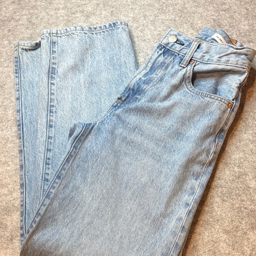 Denim Forum Light Wash Wide Leg Jeans